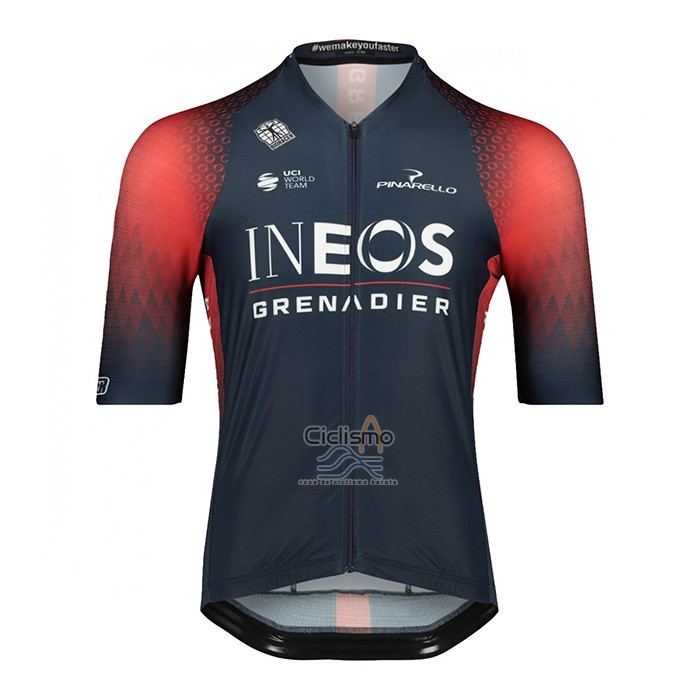Ineos Grenadiers Ropa Ciclismo Culotte Corto 2022 Mangas Cortas Rojo Azul